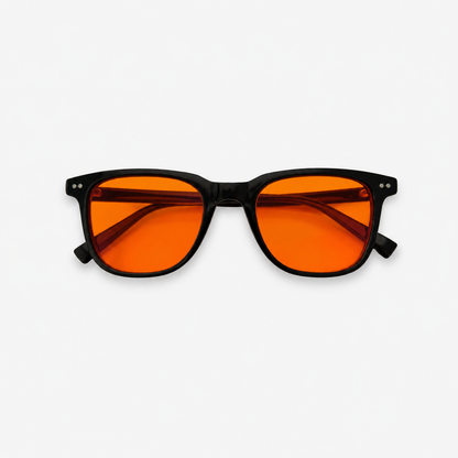 Old Night square blue light glasses with warm orange Relax lenses