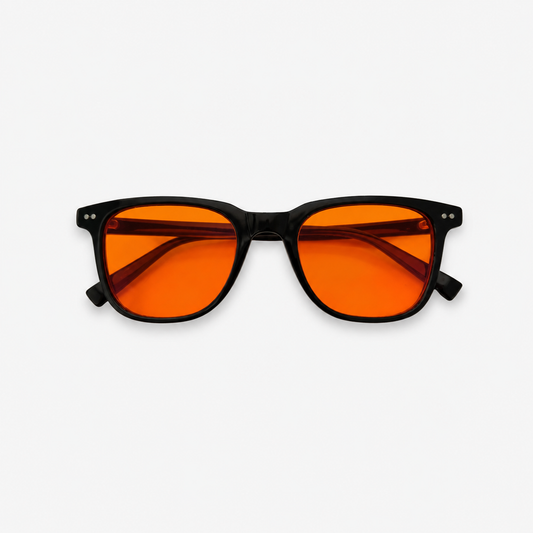 Old Night square blue light glasses with warm orange Relax lenses