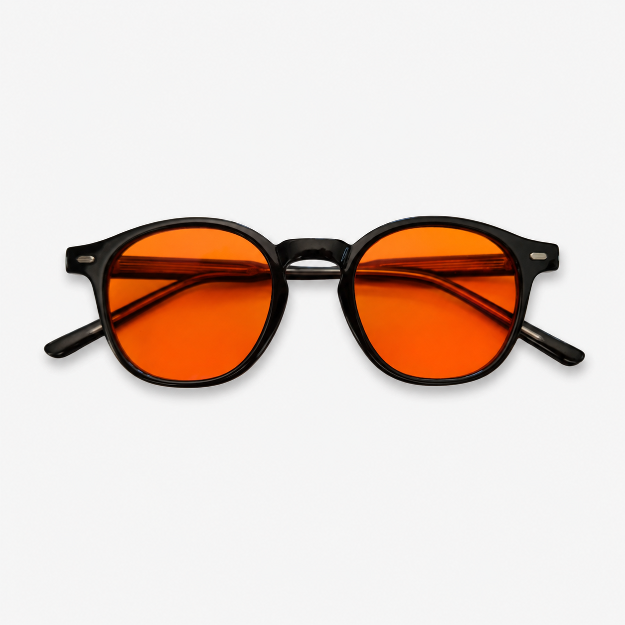 Old Night round blue light glasses with warm amber lenses