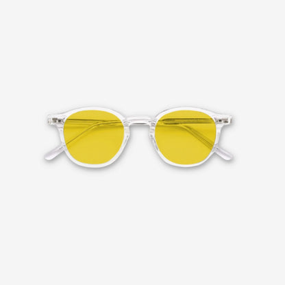 Old Night round blue light glasses with light yellow Focus lenses