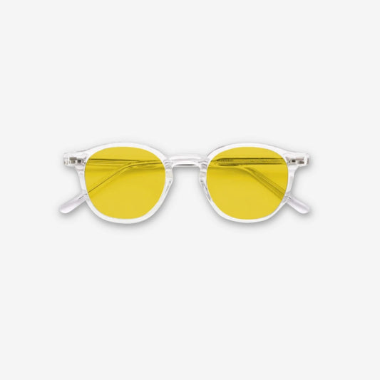 Old Night round blue light glasses with light yellow Focus lenses